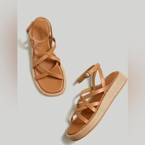 MADEWELL The Sabina‎ Raffia Flatform Sandal in Brown, Size 9